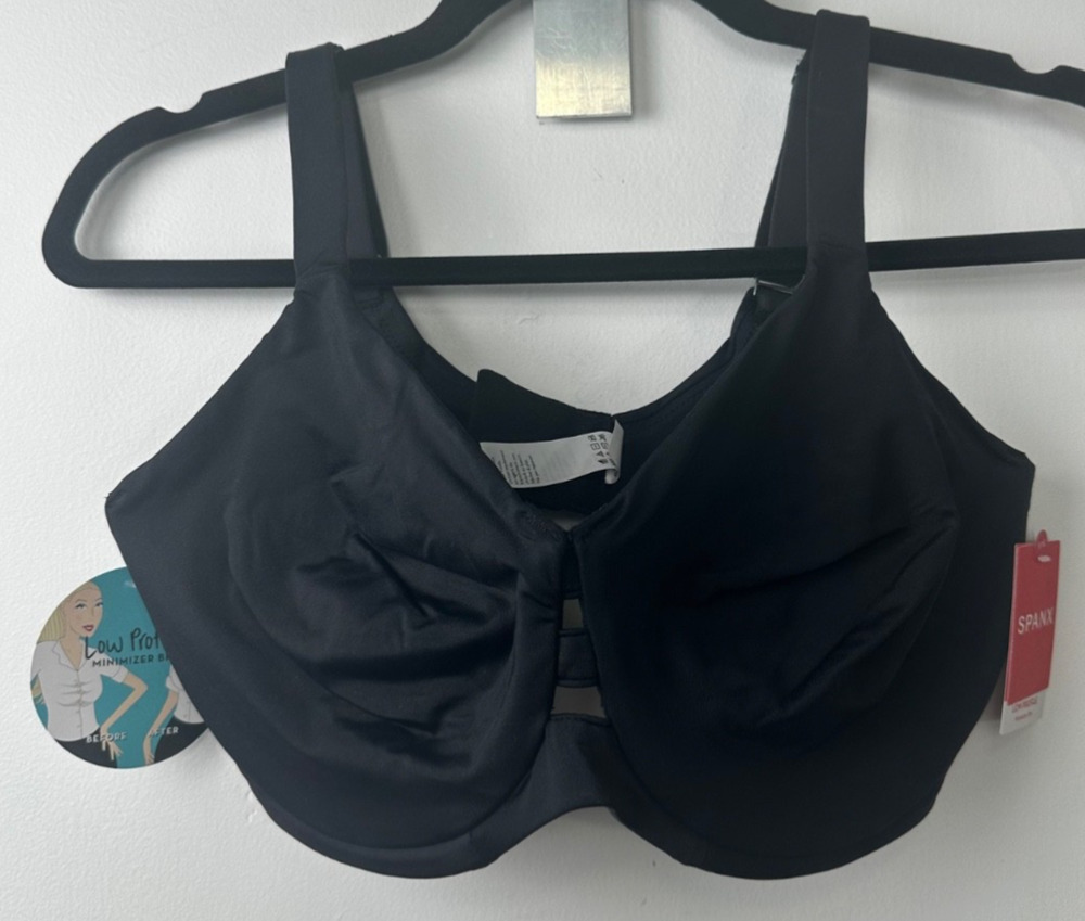 NEW Spanx Bra 34G Black Low Profile Minimizer 30035R Underwire Full Coverage E13